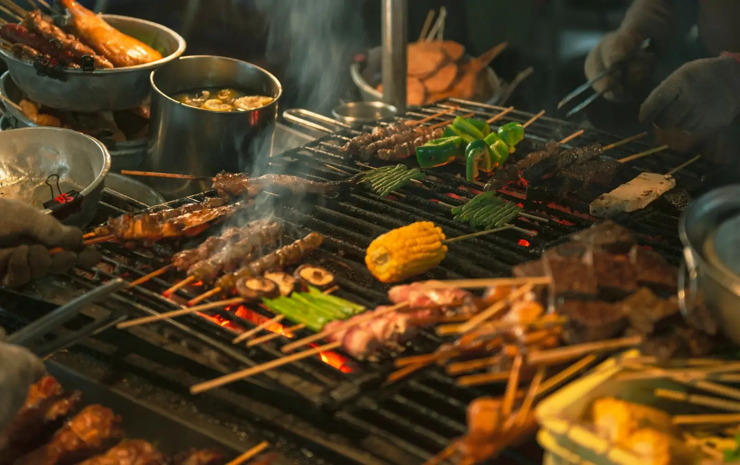 China urban food market and local street snacks experience
