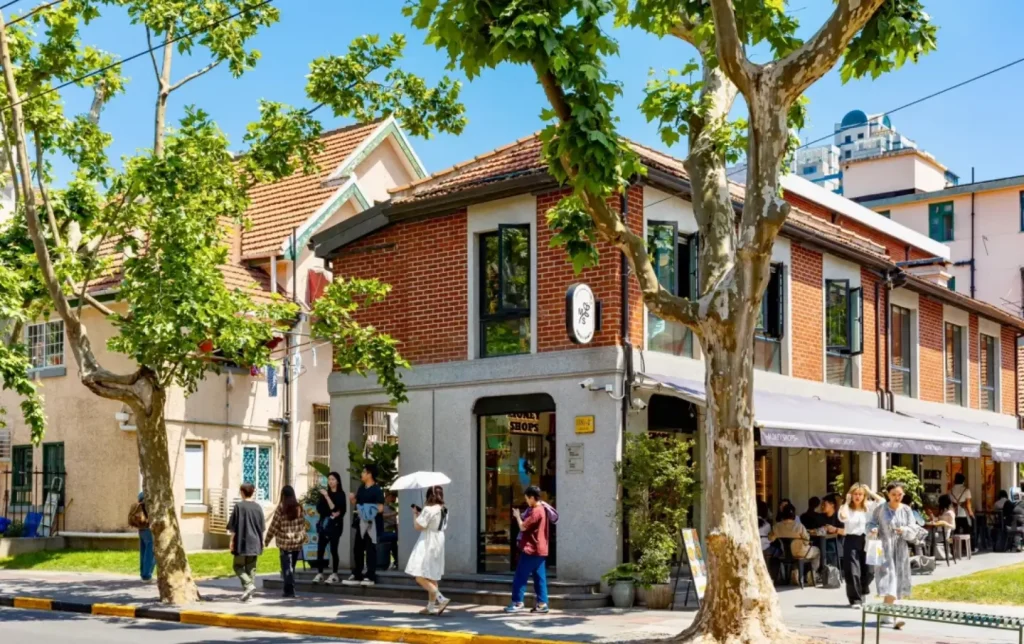 local cafes and relaxed street life in Shanghai French Concession neighborhood