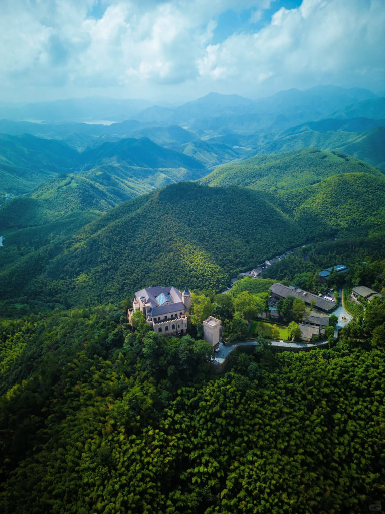 Aerial view of the Mount Mogan Retreat near Shanghai