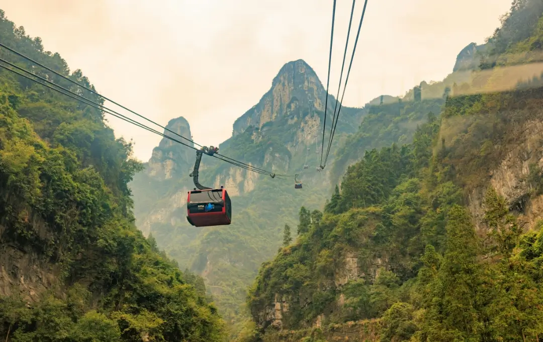 Zhangjiajie mountains cable car view for first time visitors in China exploring scenic landscapes