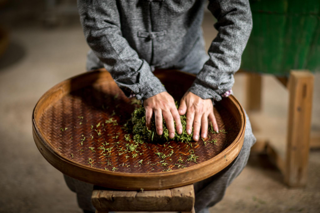 Traditional hand-roasting process of Longjing tea in Hangzhou