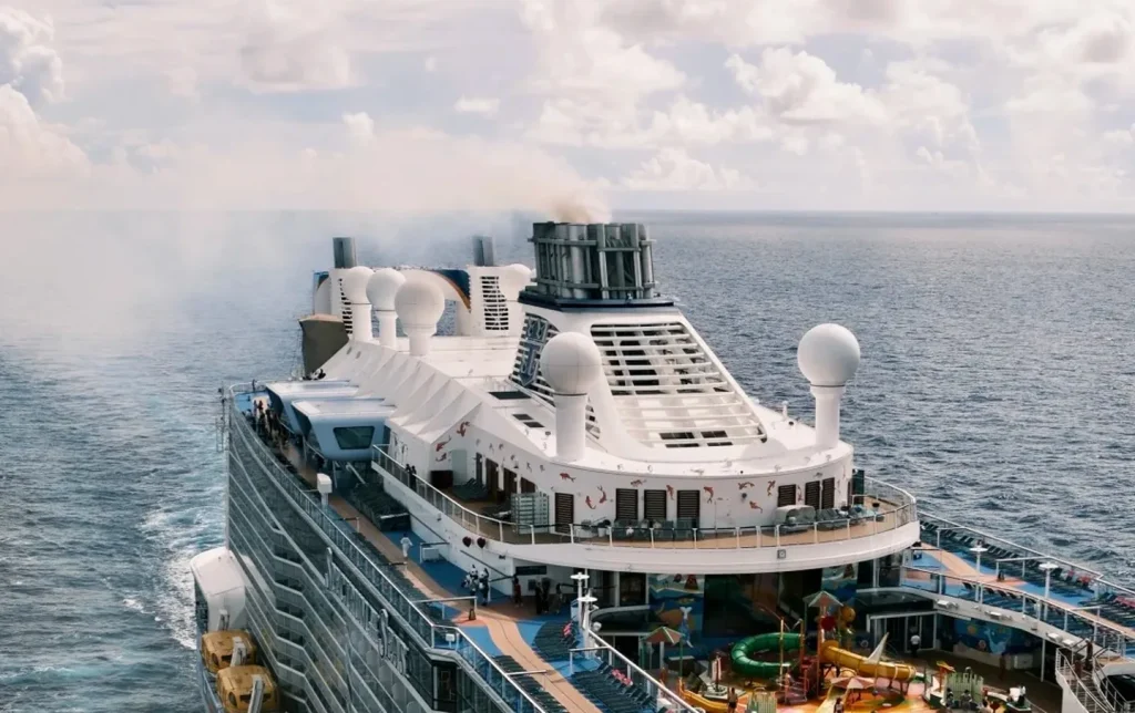 Aerial view of the Spectrum of the Seas cruise ship sailing the ocean, a popular China cruise tour experience for international travelers