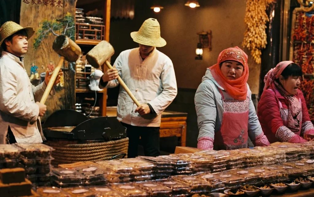 Xi'an Muslim Quarter halal street food stall, a must-visit stop on guided Xi'an tours